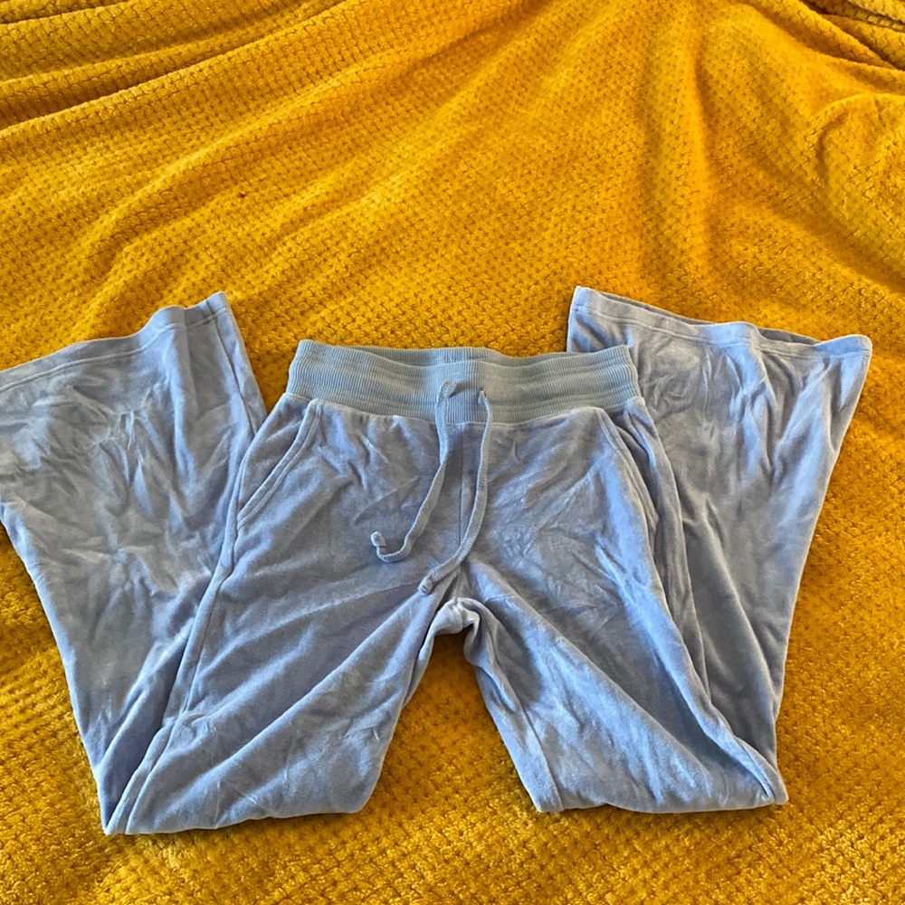 Aerie Blue Velvet Flare Sweatpants Small S
